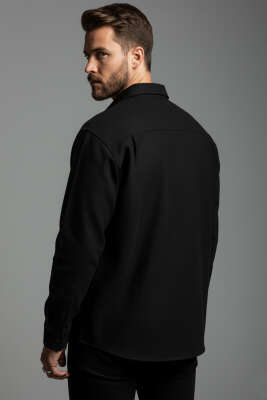 Cepli Cotton Erkek Gömlek Siyah - Thumbnail