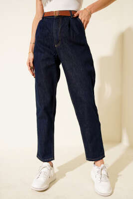 Pazarium - Kemer Detaylı Kot Pantolon Kot