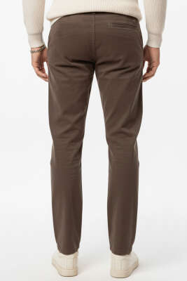 Bel Bağcıklı Erkek Pantolon Kahve - Thumbnail