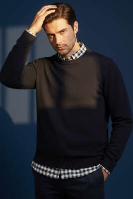 Pazarium - Yarım Balıkçı Triko Erkek Kazak Lacivert