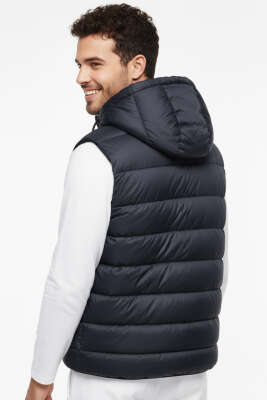 Kapüşonlu Şişme Erkek Yelek Lacivert - Thumbnail