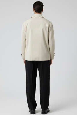 Dört Düğmeli Erkek Trençkot Taş - Thumbnail