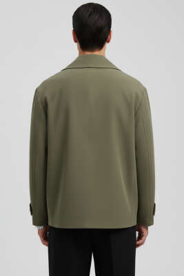 Dört Düğmeli Erkek Trençkot Haki - Thumbnail