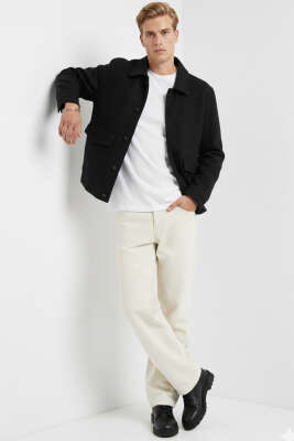 Çift Cepli Kaşe Ceket Siyah - Thumbnail