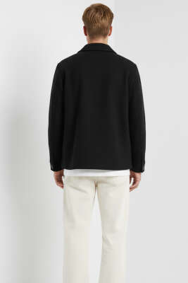 Çift Cepli Kaşe Ceket Siyah - Thumbnail