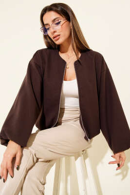 Pazarium - Bel Lastik Detaylı Kaşe Ceket Kahve