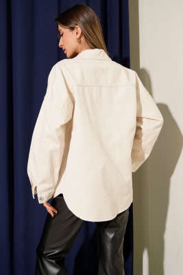 Çift Cep Detaylı Kot Ceket Taş - Thumbnail