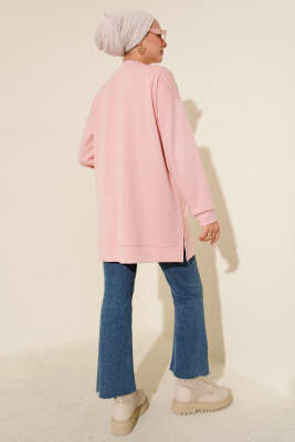Loyşa Kurdele Nakış Detaylı Tunik Pembe - Thumbnail