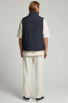 Fermuarlı Basic Erkek Yelek Lacivert - Thumbnail