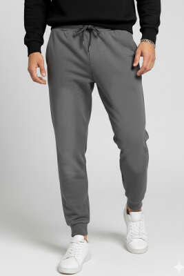 Pazarium - Taşlanmış Jogger Erkek Eşofman Altı Antrasit