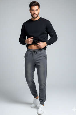 Taşlanmış Jogger Erkek Eşofman Altı Antrasit - Thumbnail
