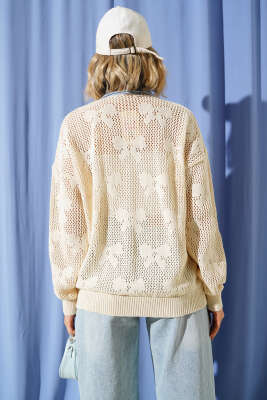 Kot Cepli Kuşaklı Hırka Bej - Thumbnail