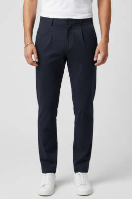 Pazarium - Dar Paça Erkek Kumaş Pantolon Lacivert