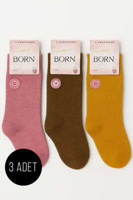 Pazarium - Kadın 3'lü Yün Soket Çorap Asorti 3