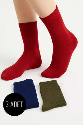 Pazarium - Kadın 3'lü Yün Soket Çorap Asorti 2