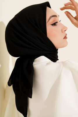 Pazarium - Basic Düz Kışlık Eşarp Siyah