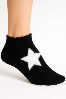 Desenli Havlu Patik Çorap Yıldız - Thumbnail