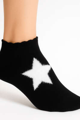 Desenli Havlu Patik Çorap Yıldız - Thumbnail