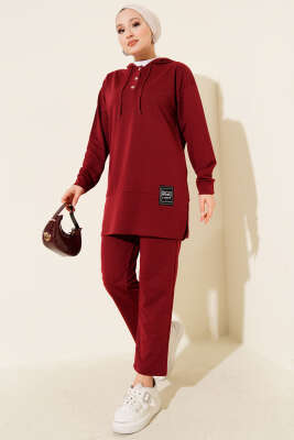 Pazarium - What Ever Armalı Kapüşonlu İkili Takım Bordo