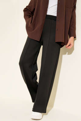 Pazarium - Scuba Çımalı Bol Paçalı Pantolon Siyah