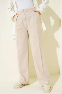 Pazarium - Palazzo Kaşe Pantolon Bej