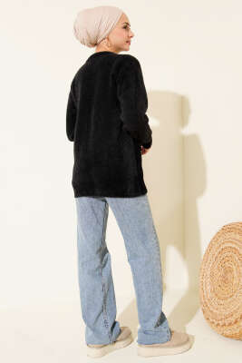 Serpme Taş Detaylı Sakallı Tunik Siyah - Thumbnail