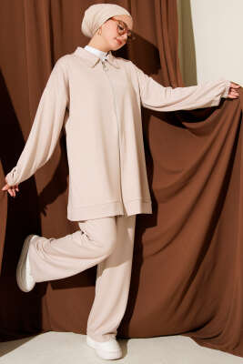 Pazarium - Mini Serpme Taşlı İkili Takım Bej