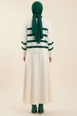 Çizgili Yumoş Triko Kazak Zümrüt - Thumbnail