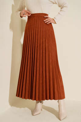 Pazarium - Piliseli Süet Etek Kiremit