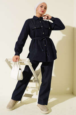 Gömlek Yaka Kot İkili Takım Kot - Thumbnail