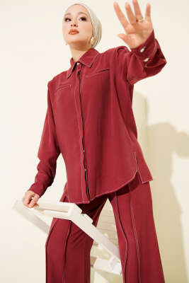 Sahte Cepli Gizli Patlı İkili Takım Bordo - Thumbnail