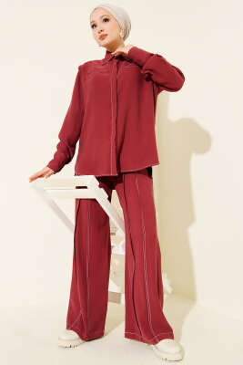 Sahte Cepli Gizli Patlı İkili Takım Bordo - Thumbnail