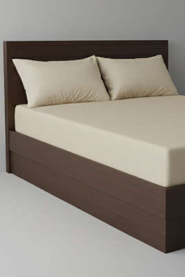 Pazarium - Çift Kişilik Çarşaf Takımı Bej