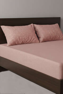 Pazarium - Çift Kişilik Çarşaf Takımı Pudra