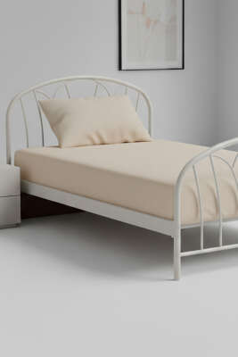 Pazarium - Tek Kişilik Çarşaf Takımı Bej