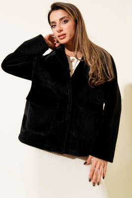 Cep Kapaklı Goldfox Kısa Ceket Siyah - Thumbnail