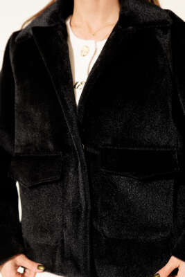 Cep Kapaklı Goldfox Kısa Ceket Siyah - Thumbnail