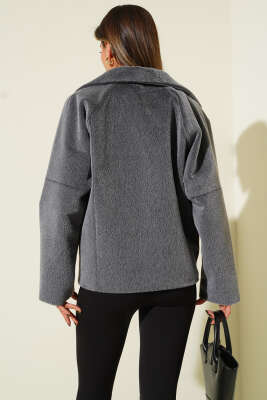 Cep Kapaklı Goldfox Kısa Ceket Füme - Thumbnail