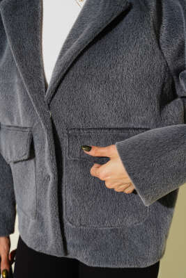 Cep Kapaklı Goldfox Kısa Ceket Füme - Thumbnail