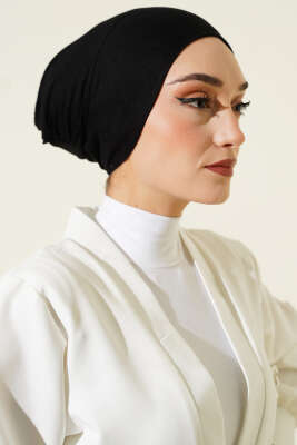 Dikişsiz Geçirmeli Bone Siyah - Thumbnail