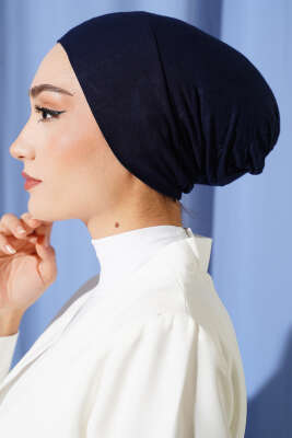 Dikişsiz Geçirmeli Bone Lacivert - Thumbnail