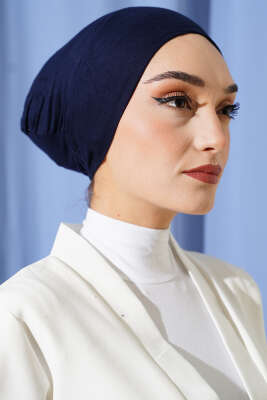 Dikişsiz Geçirmeli Bone Lacivert - Thumbnail