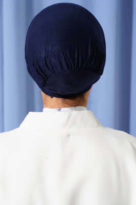 Dikişsiz Geçirmeli Bone Lacivert - Thumbnail