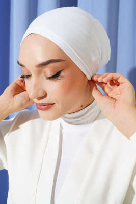 Pazarium - Dikişli Basic Bone Beyaz