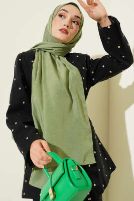 Pazarium - Desenli Monogram Şal Fıstık Yeşili