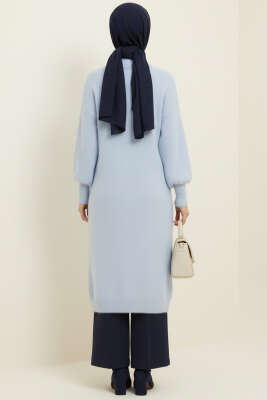 Metal Düğmeli Uzun Sakallı Hırka Bebe Mavi - Thumbnail