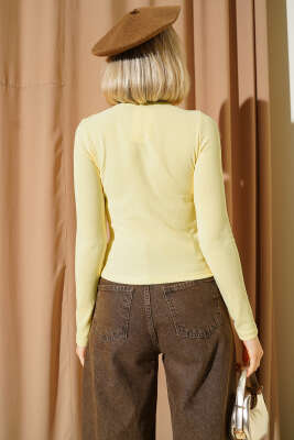 Mini Serpme Taşlı Bluz Sarı - Thumbnail