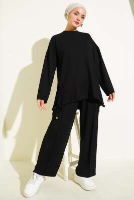 Pazarium - Etek Ucu Tünelli Loyşa İkili Takım Siyah