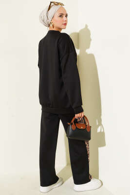 Leopar Şeritli İkili Scuba Takım Siyah - Thumbnail