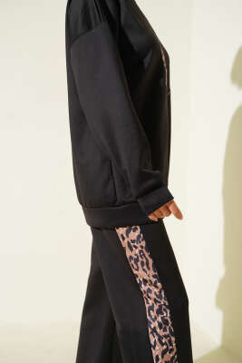 Leopar Şeritli İkili Scuba Takım Siyah - Thumbnail